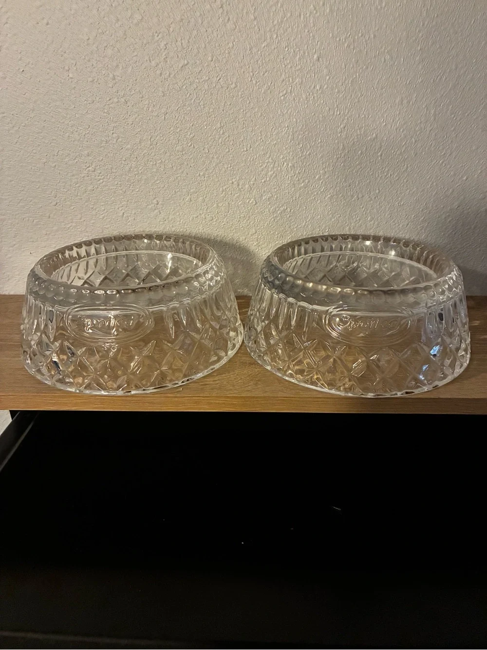 Godinger “Spoiled” Cut Crystal Pet Bowls Set of 2 Cat Dog